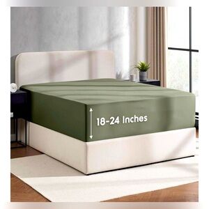 Nestl Olive Green Microfiber Twin Size Extra Deep Pocket Fitted Sheet